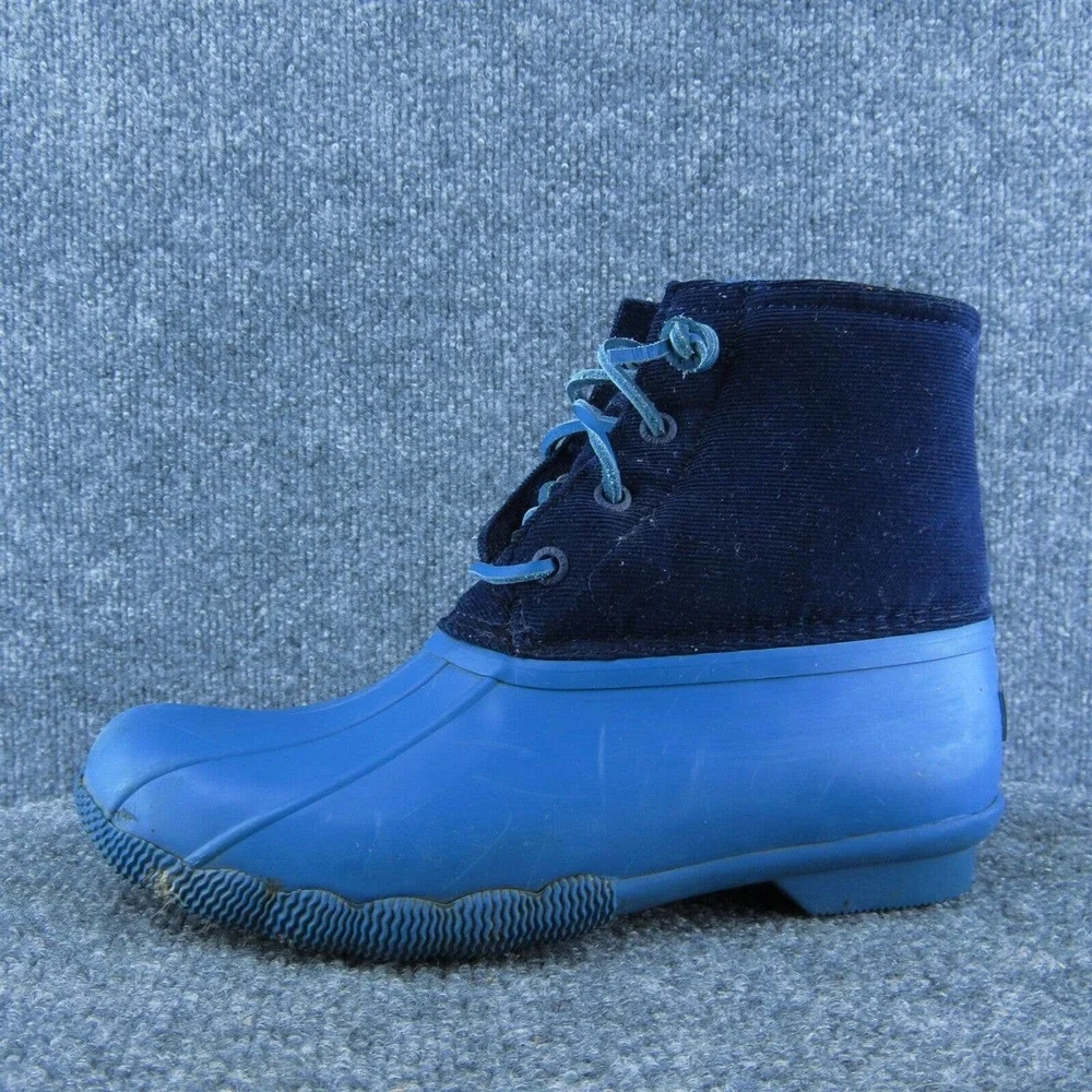 Sperry Women's Duck Boots Size‎ 6 Blue Rubber Lace Up Waterproof Outdoor